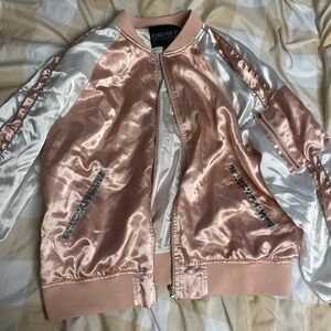 Silk pink and white bomber jacket